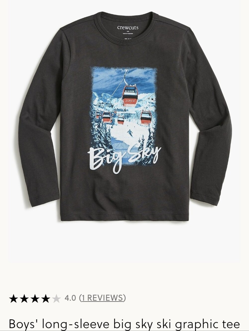 New Boys J Crew Big Sky Ski Graphic Longsleeve Tee